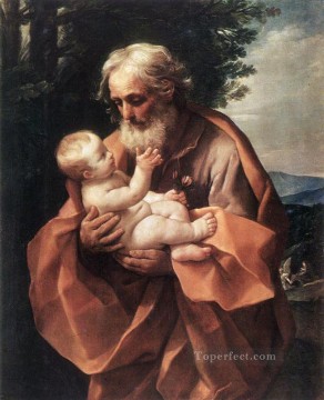  Guido Pintura al %C3%B3leo - San José con el Niño Jesús Guido Reni religioso cristiano